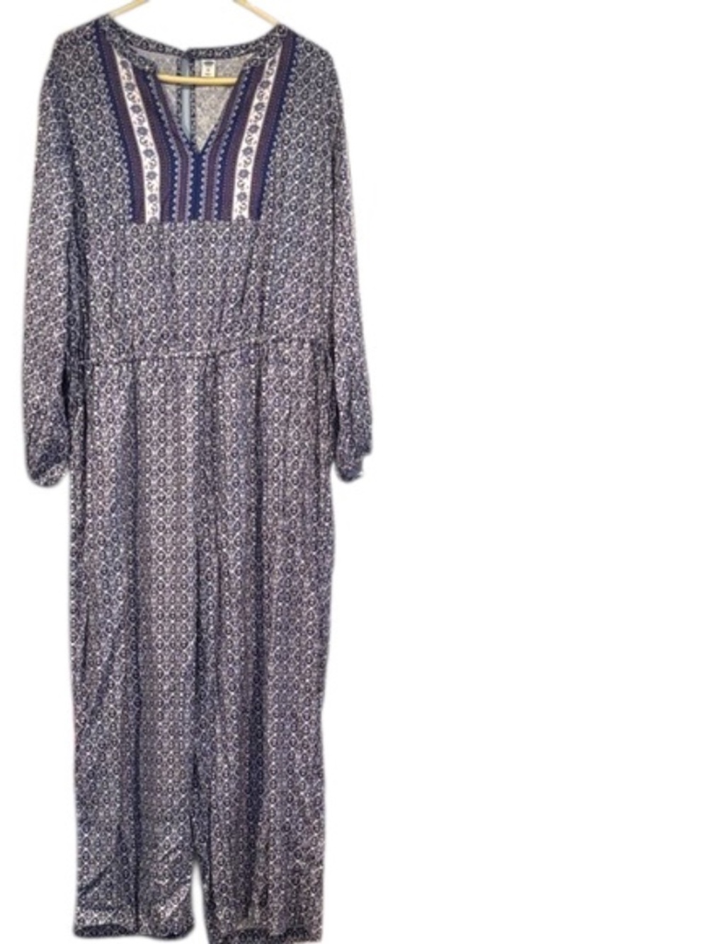 NWT-Old Navy Boho Indigo Printed Long-Sleeve Jumpsuit